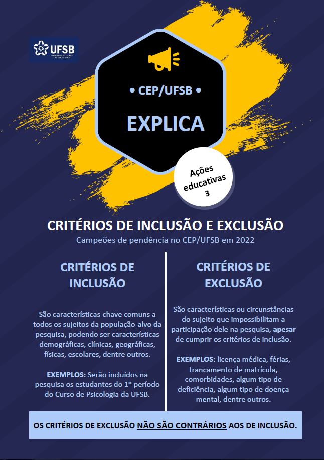 Ações educativas - Critérios de Inclusão e Exclusão